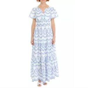 Crown & Ivy Maxi Embroidered Tiered dress XL